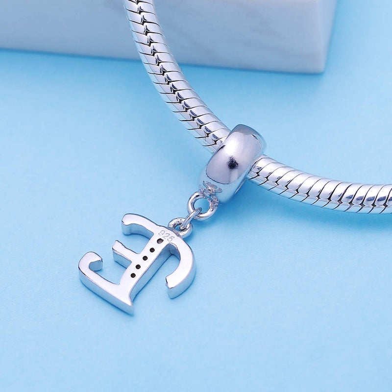 SOUKISS Letter E Charm Sterling Silver 925 Initial A-z Alphabet Beads Name Charm for Bracelet Charms - Image 3